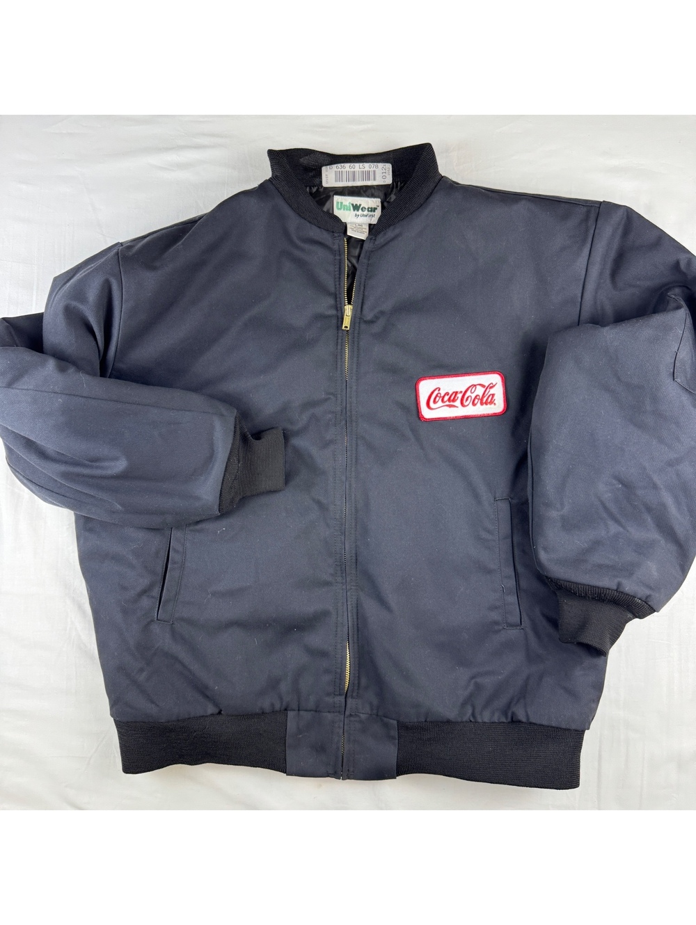 UniWear Coca-Cola Navy Blue Bomber Jacket Coat Workwear Utility Size L